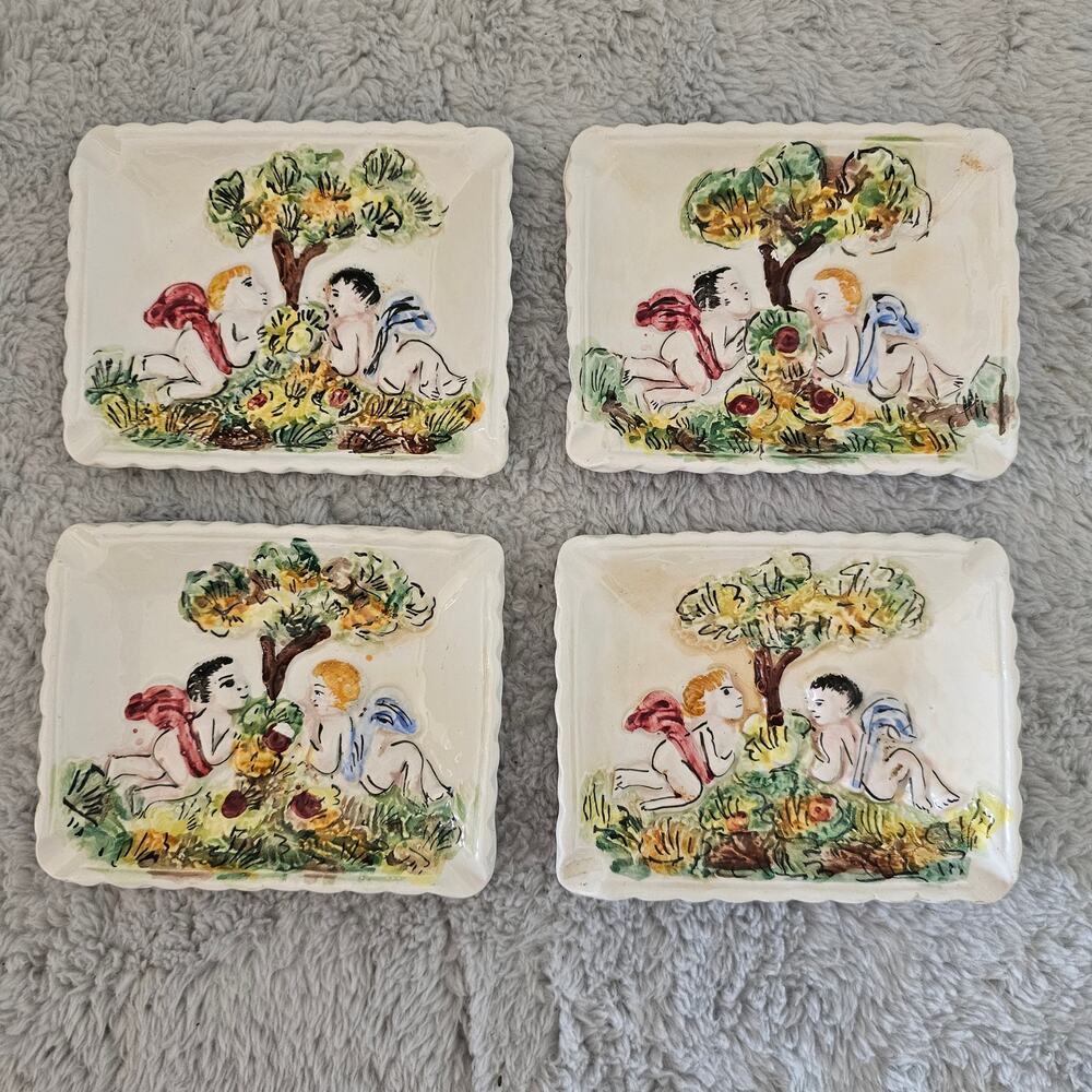 4 Cherub Ashtrays Italy Numbered
